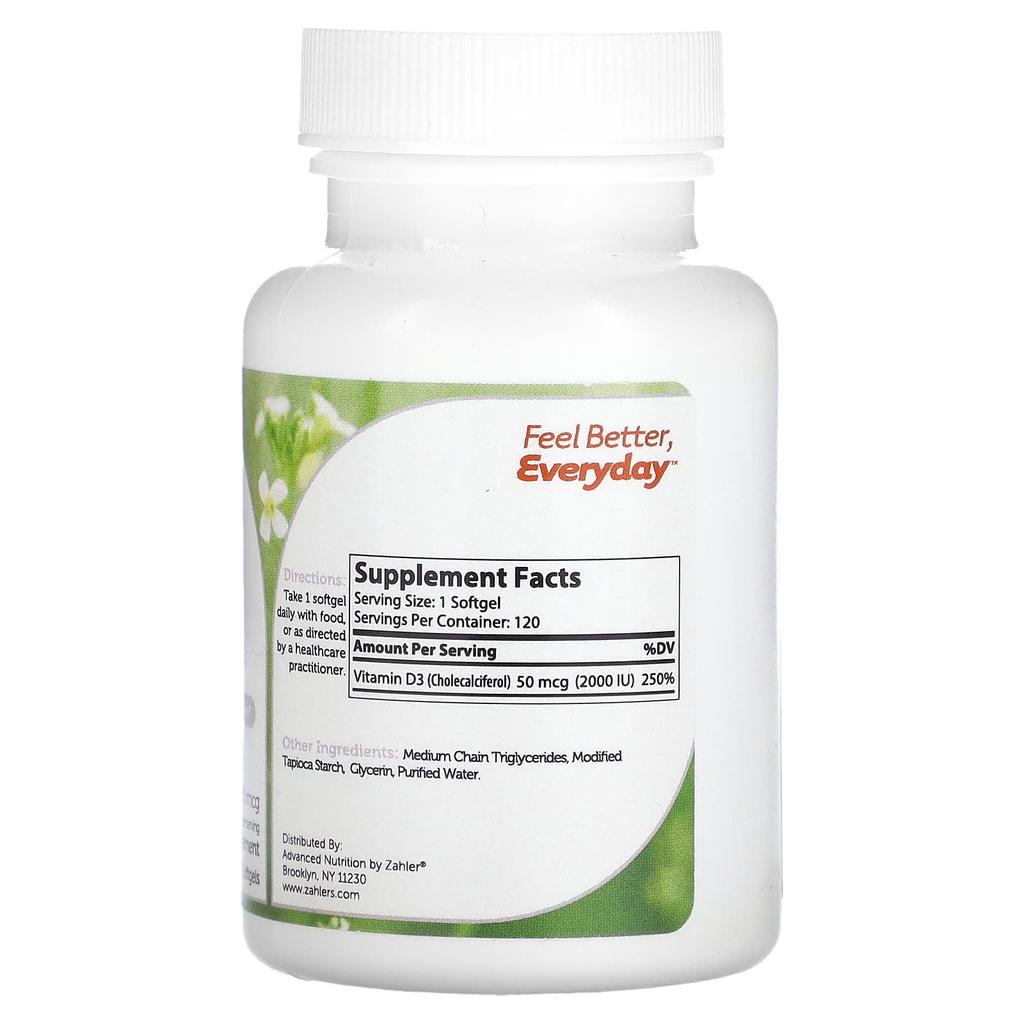 Vitamin D3, Advanced D3 Formula, 50Mcg (2,000Iu), 120 Softgels