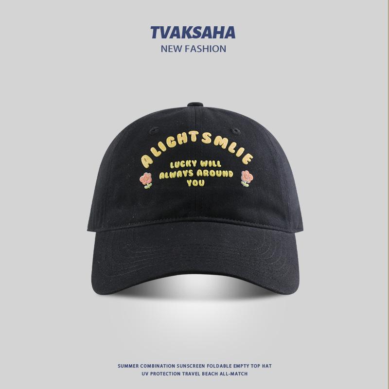 Цветочная надпись бейсболка для девочки милая, подчеркивающая лицо, летняя защита от солнца, шляпа от солнца, парная, студенческая, повседневная бейсболка