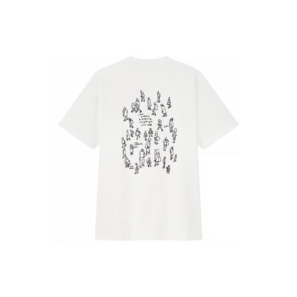 Uniqlo Свободная футболка с круглым вырезом и принтом букв, унисекс, белая 434379-00