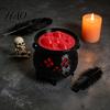 Mystical Household Party Items 3D Printed Witch Cauldron LED Lamp, Glowing Halloween Tabletop Decor Fall Decorations for Party, Spooky Resin