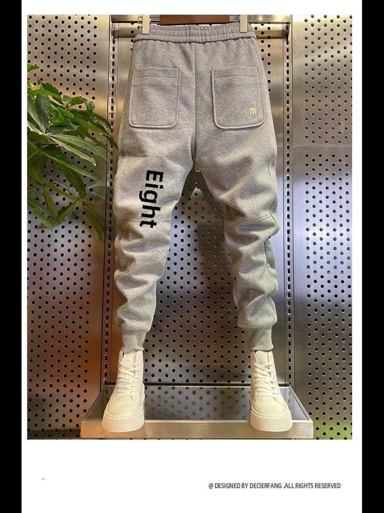 Мужские модные облегающие спортивные брюки с манжетами — повседневные универсальные спортивные брюки для осени и зимы