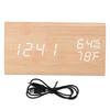 Triangular Digital Wooden Clock Time Date Temperature Humidity Display Alarm Function Voice Control