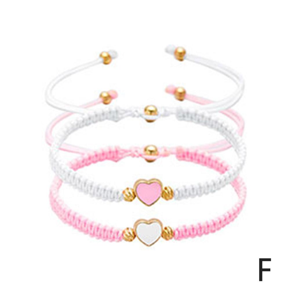 Парные браслеты из бисера с 2 сердечками для пар и лучших друзей, регулируемые плетеные браслеты-нити для подарков на День святого Валентина