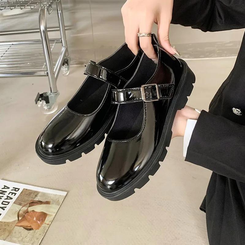 Модная обувь Мэри Джейн Женская обувь на каблуке 6 см Платформа Лолита Белая Женская обувь Школьница Студентка Колледжа Милая На низком каблуке Женская Zapatos Mujer