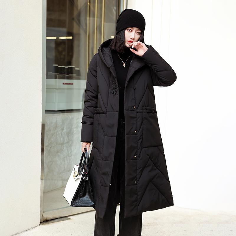 Женское осенне-зимнее пальто с капюшоном и длинными рукавами, однобортное свободное теплое длинное пальто с узлом