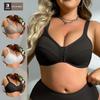 3Pcs Women Solid Color Plus Size Front Open Bras Wireless Adjustable Back Underwears Sports Leisure Lingeries 0Xl-5Xl