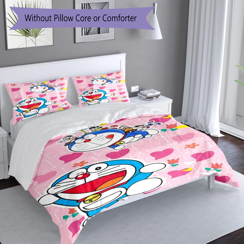 Doraemon Adventure 3‑Piece Bedding Set,Soft Breathable Duvet Cover with 31 Pillowcases,Multi‑Scene for Bedroom Dorm,Perfect Holiday Birthday Gift for