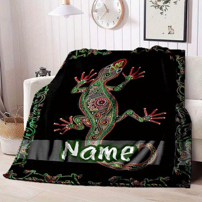 Green Gecko Customize Your Name Blanket Warm Comfortable And Soft Blankets Are Suitable For Home Lunch Break Blanket Office Sofa Sofa Gift To