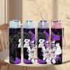 1PC Purple Long Hair 750ml sports water bottle leakproof straw lid outdoor office home