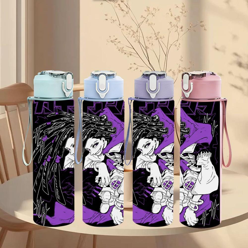 1PC Purple Long Hair 750ml sports water bottle leakproof straw lid outdoor office home