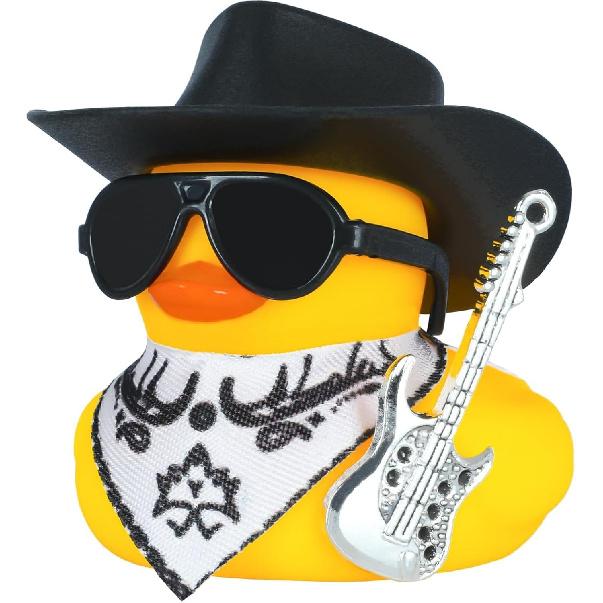 Pink Cowboy Hat Rubber Duck with Glasses & Necklace - Funny Car Dashboard Decor, DIY Yellow Car Duck Decoration Gift