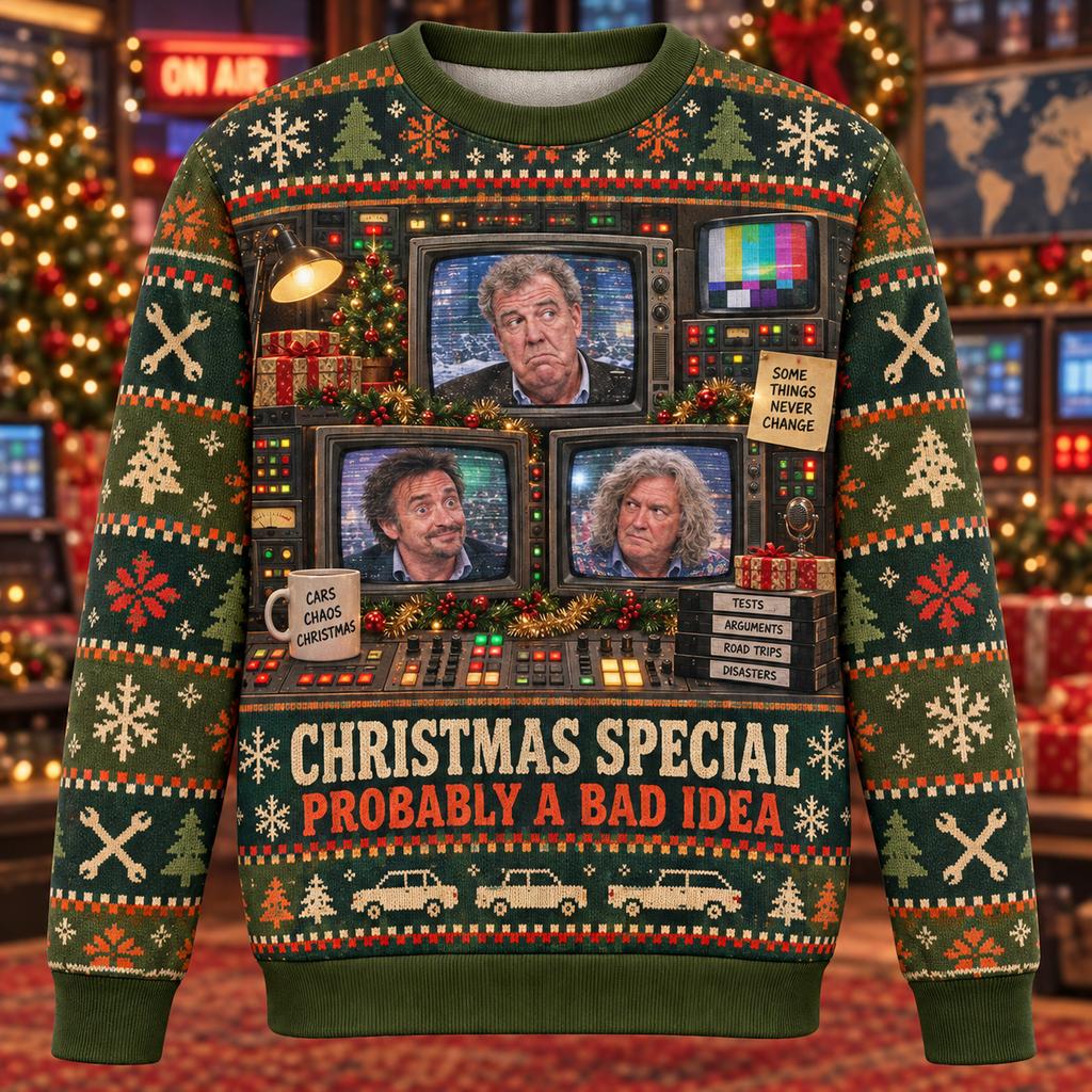 Retro TV Christmas Special Ugly Christmas Sweater Men Women Polyester Crewneck Sweatshirt