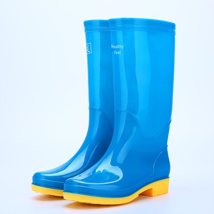 Adult Velvet-Lined Non-Slip Waterproof High-Top Kitchen Rain Boots - PVC Ladies' Work Shoes