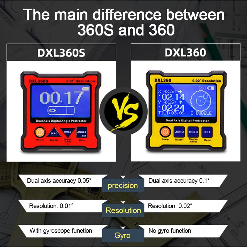 DXL360/S Высокоточный двухосевой инклинометр, цифровой угломер, уровнемер, угломер с 5-сторонним магнитным основанием