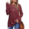 Womens Long Sleeve Tops Plus Size Crew Neck Jumpers Solid Color Pullover T-Shirt Tunic Shirt