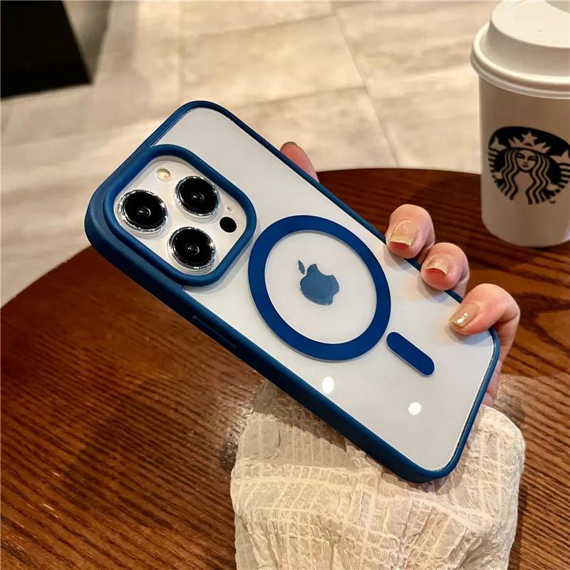 Роскошный магнитный противоударный чехол для телефона для iPhone 16 15 14 13 12 11 Pro Max Mini Plus Для Magsafe Беспроводная зарядка Чехлы Обложка