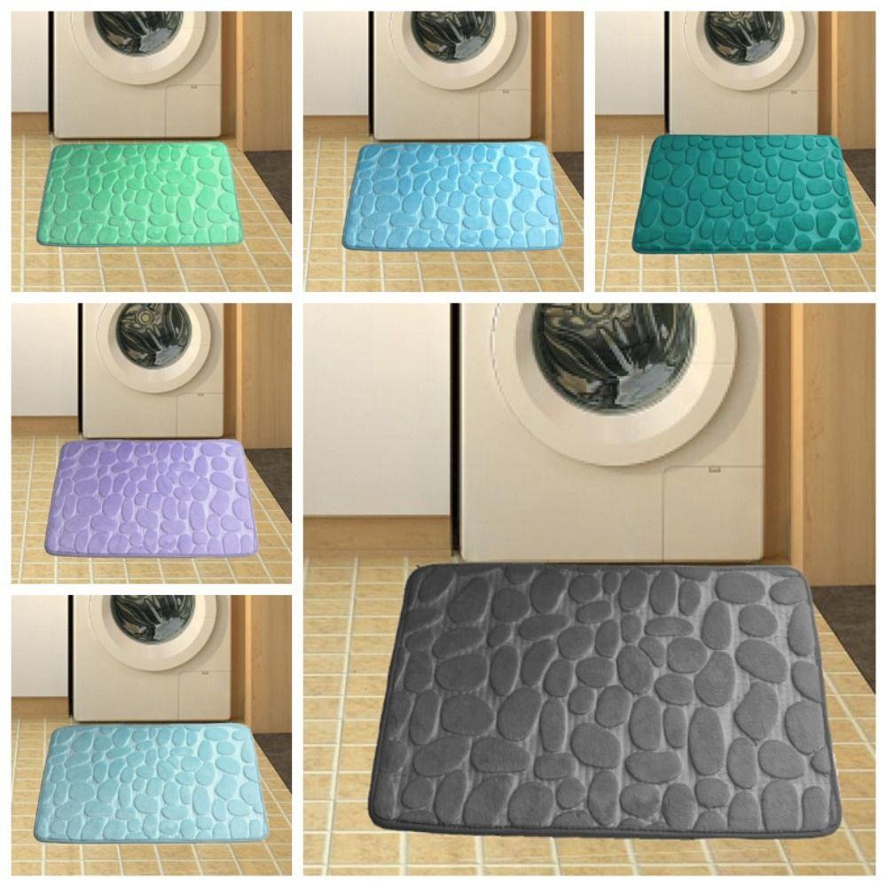 Non-slip Bath Mat Water Absorption Cobblestone Embossed Durable Bathtub Bathroom
