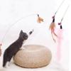 Interactive Cat Wand Toy with Feather-Style Tassel & Bell on Flexible Elastic Rod