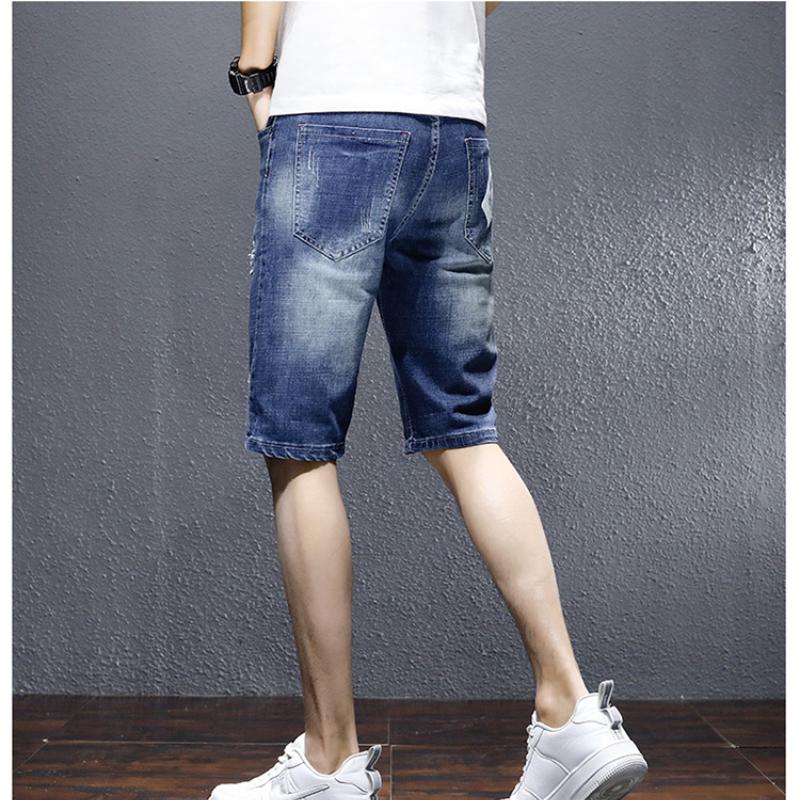 Брюки с пятью точками, джинсы больших размеров, весна-лето, мужские свободные эластичные шорты узкого кроя