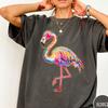 Летняя футболка Flamingo Comfort Colors®, Стильная пляжная футболка с графическим принтом, Неоновая милая футболка с фламинго, Оверсайз тропическая летняя эстетичная футболка