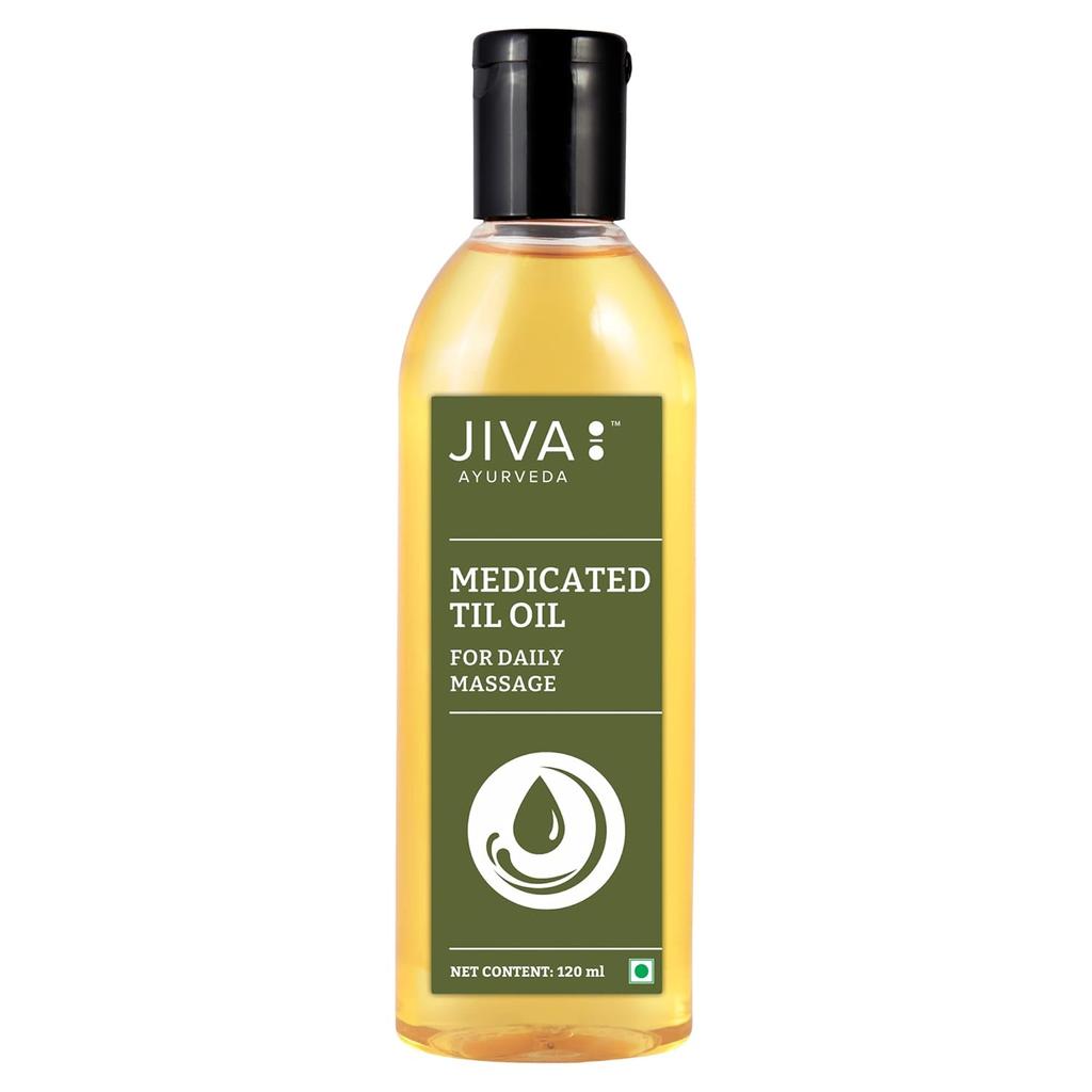 Jiva Medicated Til Oil 120 ml Pack of 2 Ayurvedic Herbal Massage Oil for Joint, Muscle, and Body Care