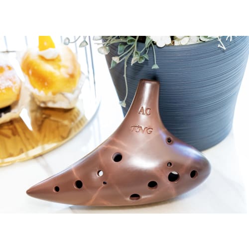 TNG Ocarina, Brown, 12-Hole, AC Single, with Case, Premium Quality, for Wind Instruments, Purple Sand