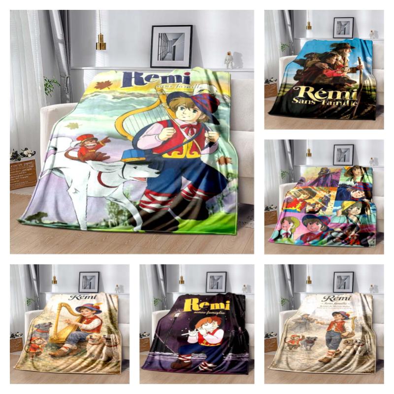 Remi Vintage Oil Painting Flannel Throw Blanket Retro Harp Boy Sofa Cover Art Bedroom Decor Blanket Gift For Classic Animation Fan