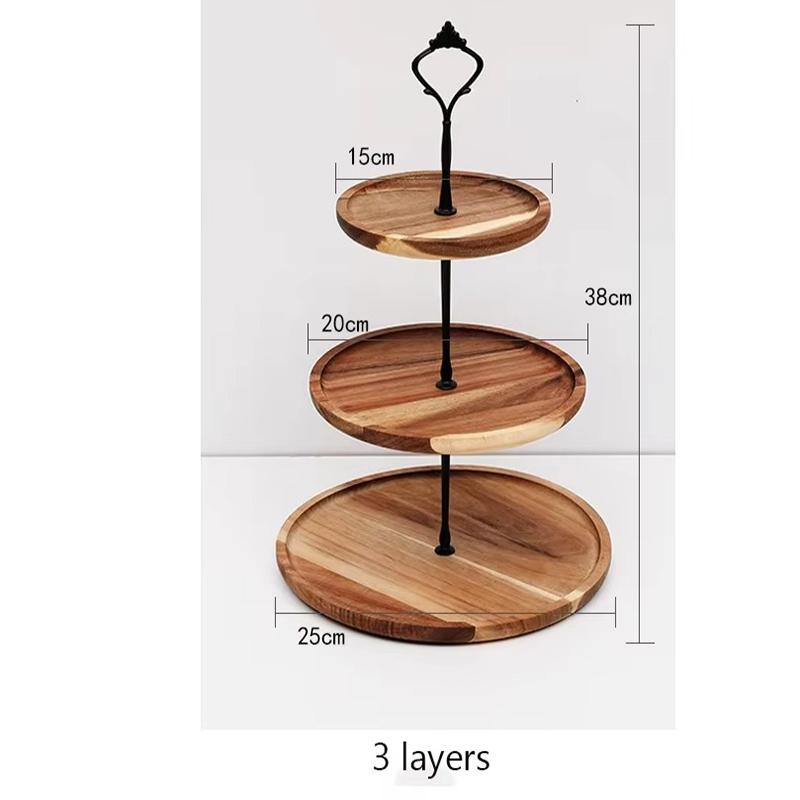 Подставка для торта 1 шт. деревянная подставка для хлеба, десерта, украшение, фруктовая тарелка, многоярусная подставка для чая и конфет, 2/3 яруса, твердые конфеты