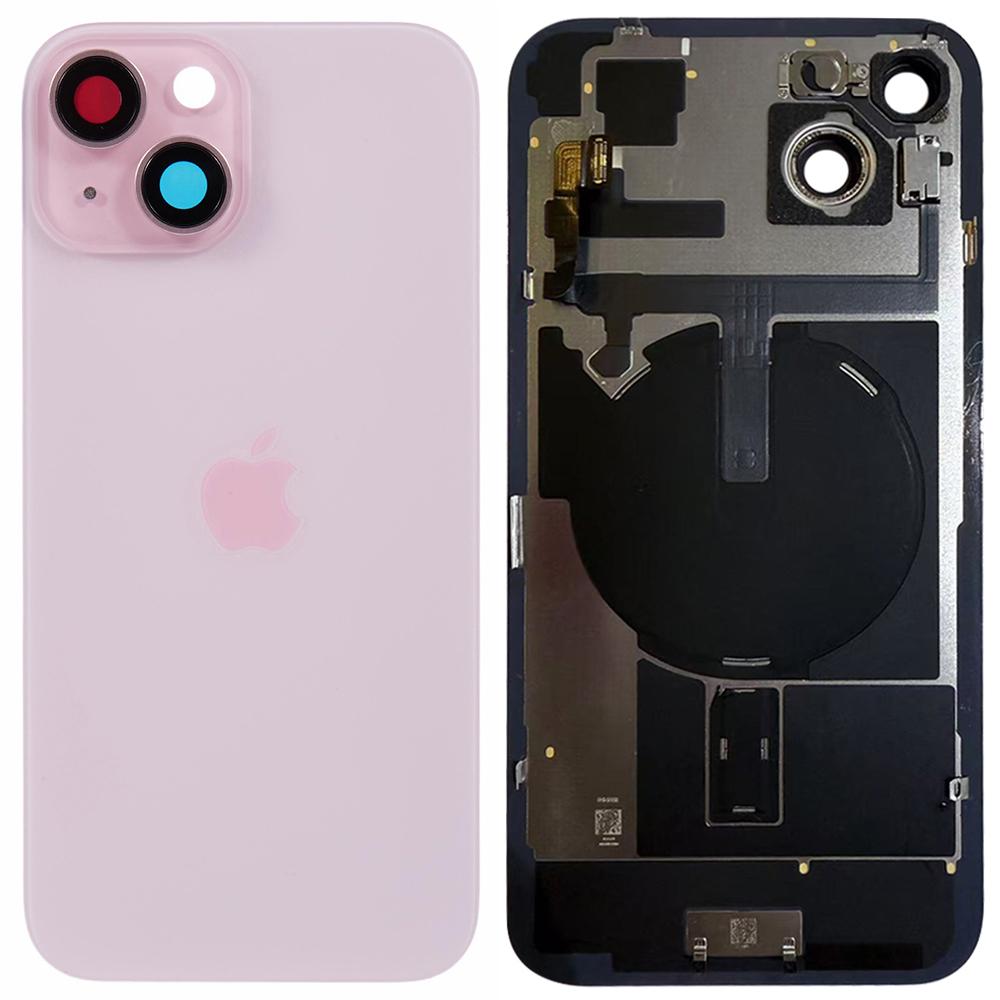 Для iPhone 15 Plus OEM Разборка Крышка корпуса батареи+Крышка объектива камеры+Кабель порта беспроводной зарядки