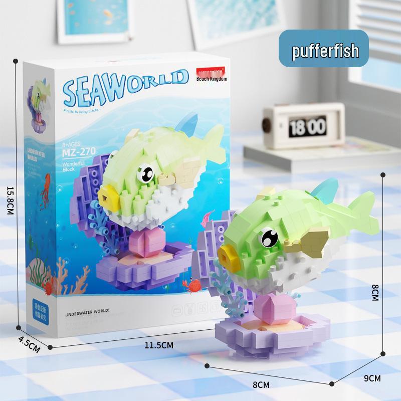 Совместимо с Lechaochao Lechuang Shark Model Marine Life Building Blocks Toy для детей
