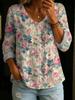 1116 European and American women's shirt women's top crew neck flower 1D printing