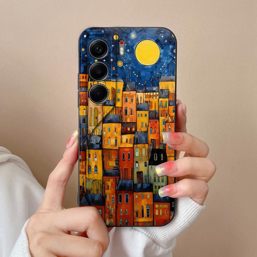 For Tecno Camon 40 Pro Spack 30 Pova 6 Neo Phone Case Pretty Starry Sky Cat Pattern Liquid Silicone Advanced Dustproof Protective Shell For Tecno Capa
