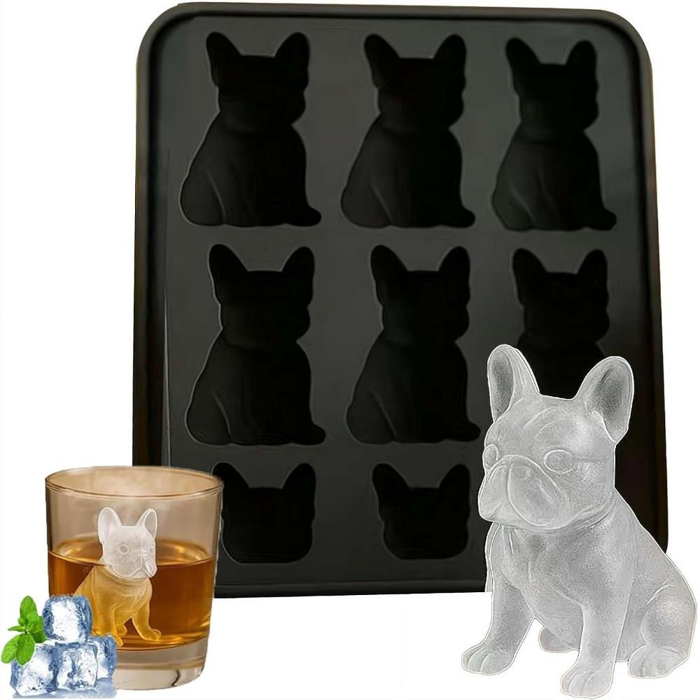 Easy Demoulding French Bulldog Ice Mold 6 Hole 3D Ice Tray Whiskey Ice Mold Whiskey Party Drinks