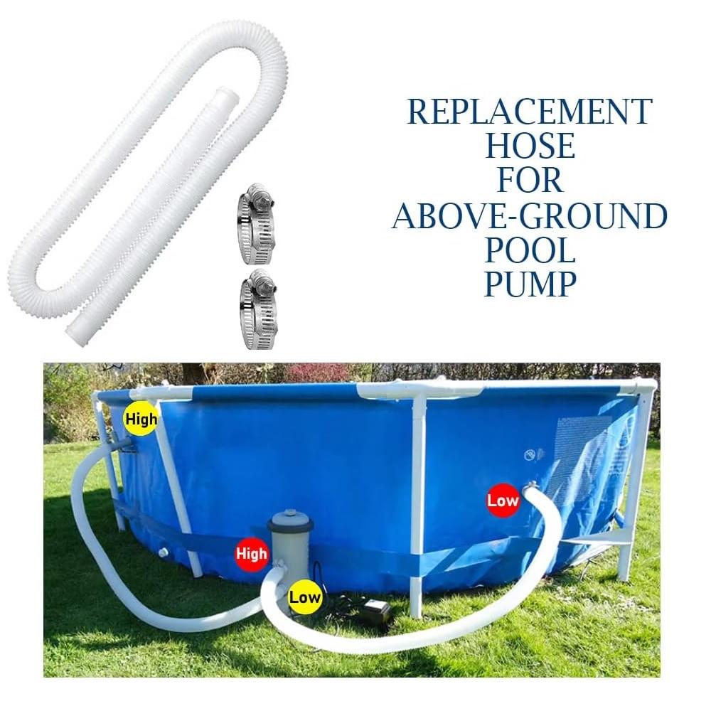 2 ШТ. 59" Аксессуар для насоса надземного бассейна Шланг для Intex 1-1/4 дюйма 1.25" 32 мм с 4 хомутами