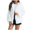 Women's Autumn And Winter Solid Color Hooded Plush Zip Coat Jacket