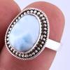 Natural Republic Larimar Gemstone Handmade 925 Sterling Silver Ring S.6" H6o77
