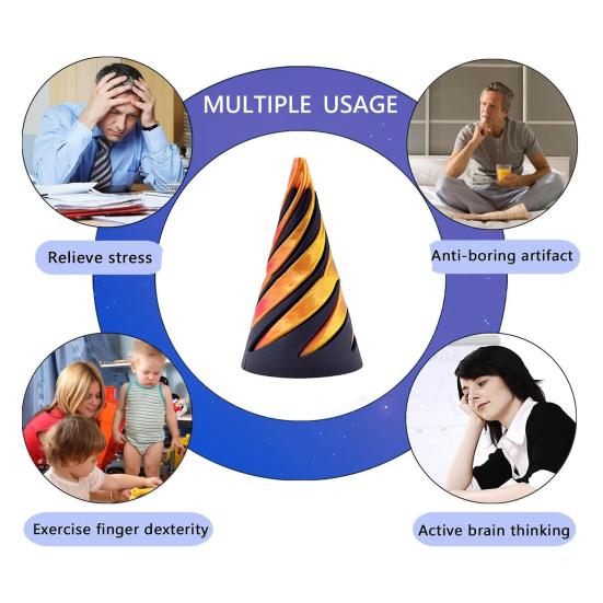 Pyramid Passthrough Sculpture Spiral Cone Fidget Toy Interactive Stress Relief Spiral Design Optical Illusion Toy for Focus Relaxation Office Desk