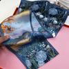 Oil Painting Blue Silk Long Silk Scarf Women'S Shirt Scarf Mulberry Silk Scarf Mother'S Day Gift