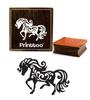 Printtoo Horse Pattern Brown Square Wooden Rubber Stamp Crafting Textile Stamps-3 X 3