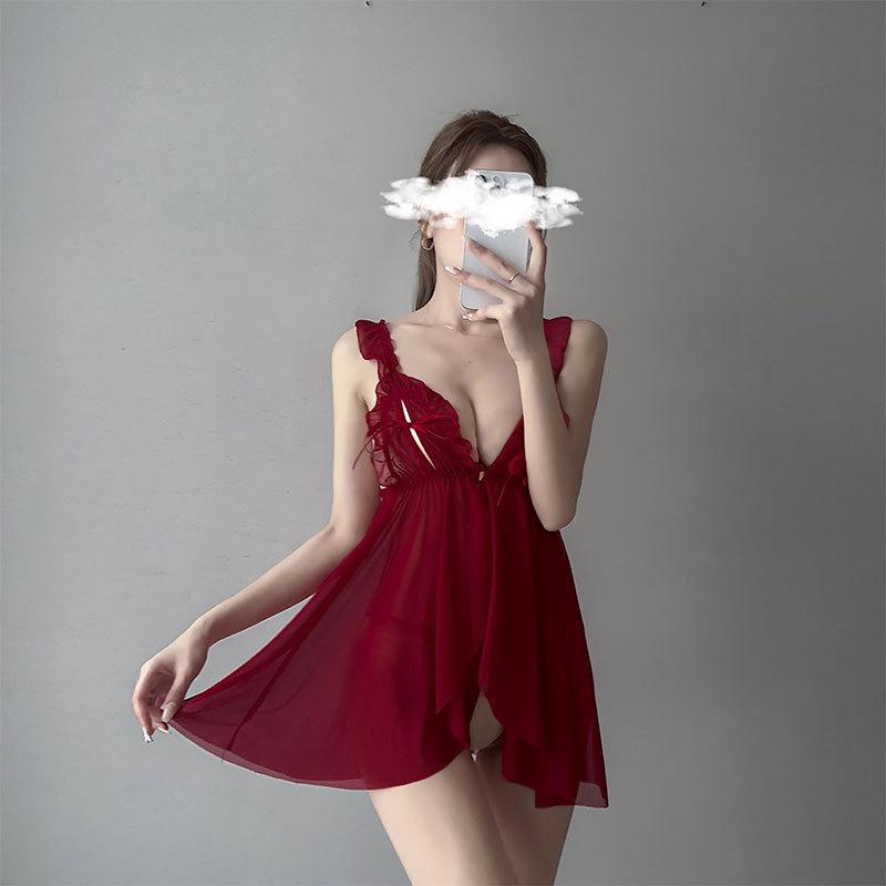 Sexy underwear perspective sexy mesh, hot teasing, free of suspenders