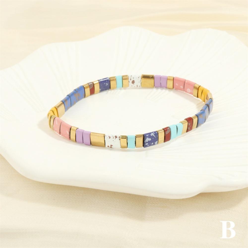 Beads Elastic Bracelet Colorful Stackable Bracelet Fashion Tila Beads Bracelet  Gift