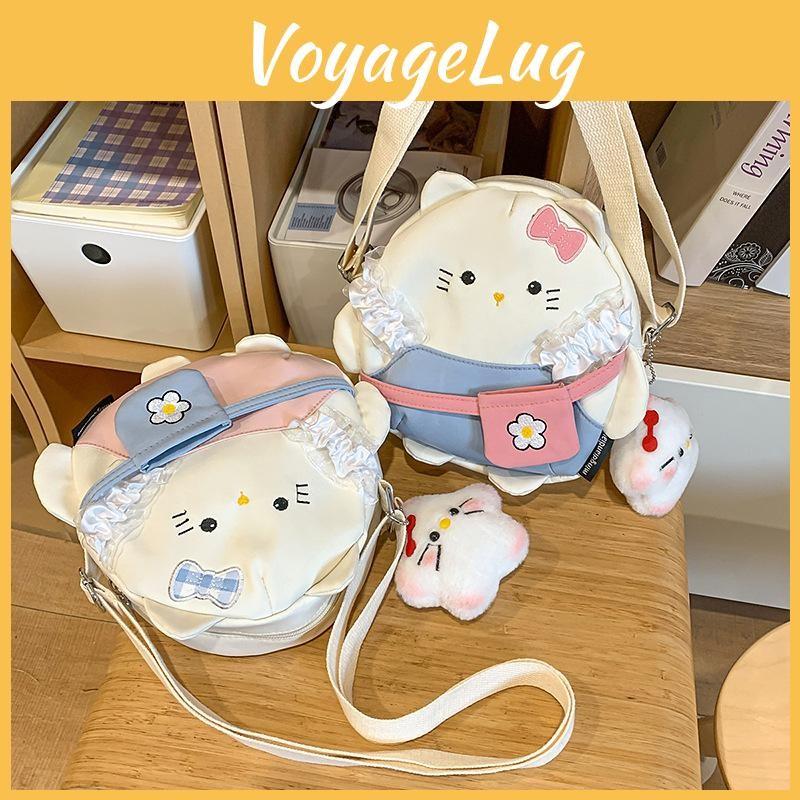 Kids Nylon Cat Backpack Colorful Options Casual Wear Light Load Reduction