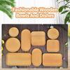 Storage Tray Multipurpose 4 Shapes Solid Wood Square Rectangle Round Ellipse Dinner Breads Plate