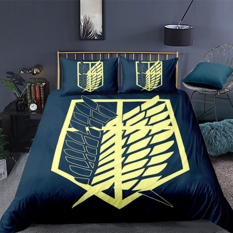 Anime Attack On Titan 3D Printed Bedding Set Duvet Cover Pillowcase Freedom Wings Bedclothes For Boys Kids Twin Single Full Size
