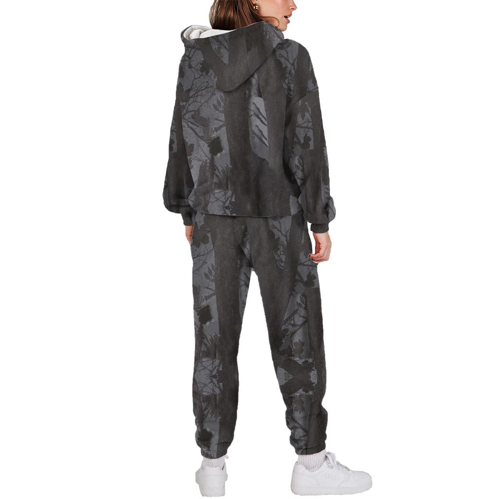 Женский спортивный костюм с капюшоном, унисекс, двухсекционная одежда для бега, пуловер с длинными рукавами, толстовка с капюшоном + комплект спортивных штанов