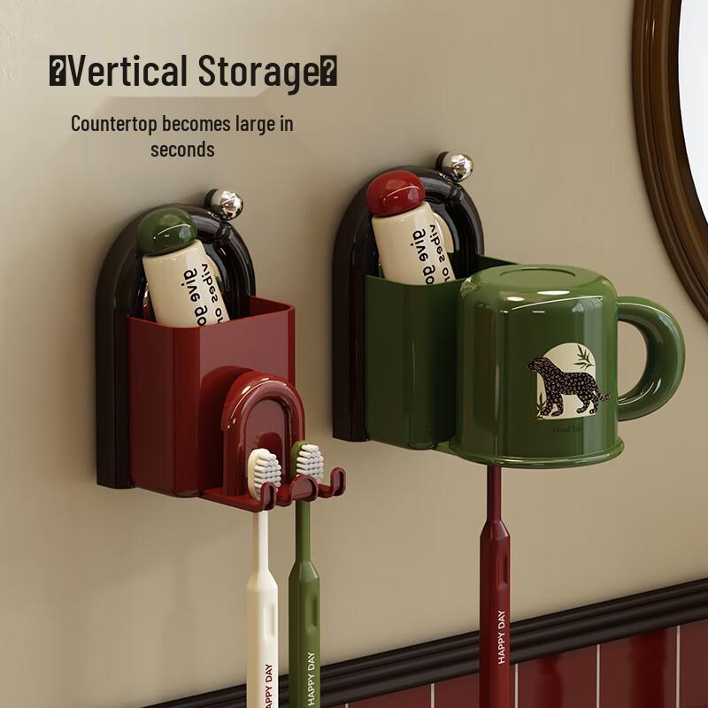 MDNG Suction Cup Toothbrush Holder with Mouthwash Cup