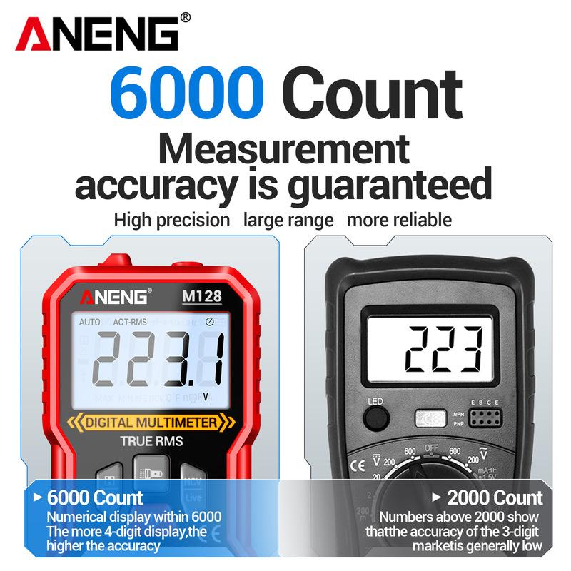 ANENG M128 Multi functional Portable Multimeter 6000 Count Backlit Screen Flashlight On/Off Beep General Electrician Multimeter