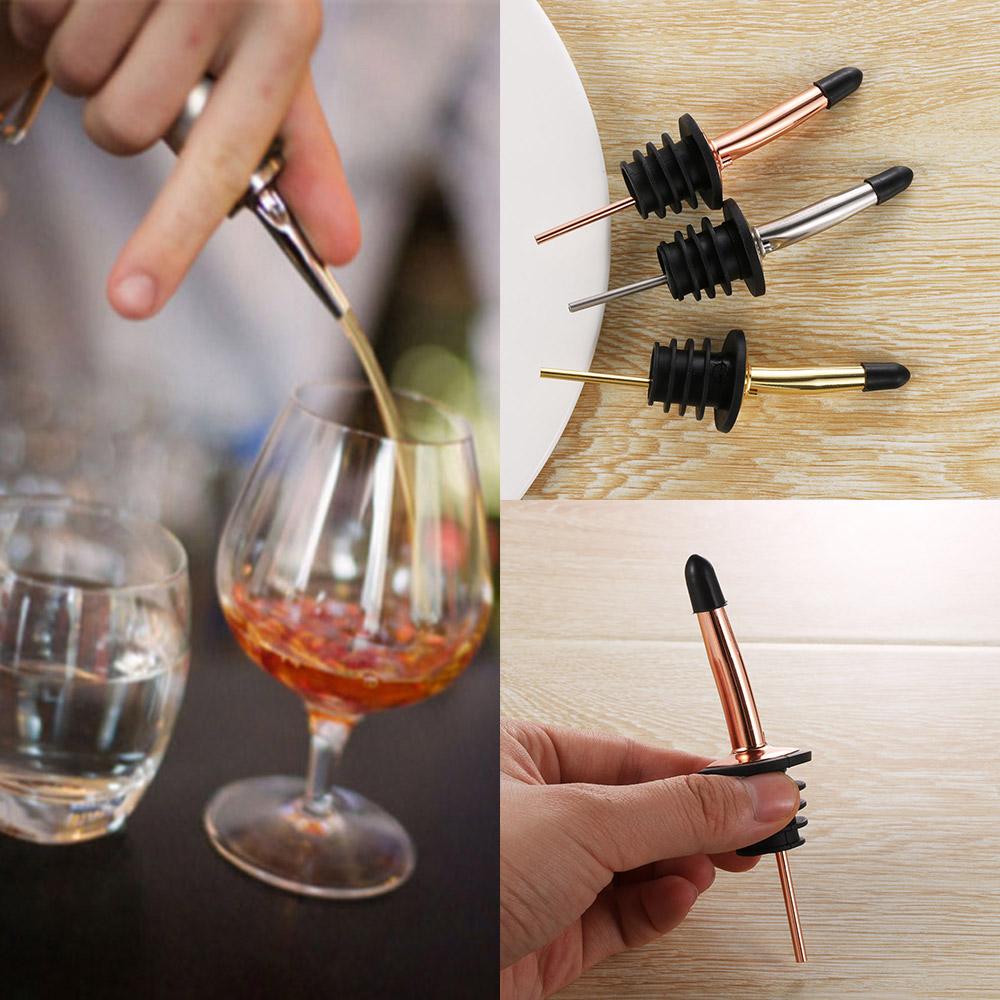 1/3PCS New Liquor Dispenser Wine Pourer Spout Stopper Stainless Steel Bottle Cap