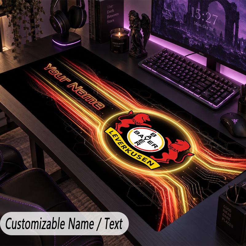 Large Mouse PadBayer Leverkusen Football Custom Name Text Personalized Desk Mat Non Slip Gaming Pad
