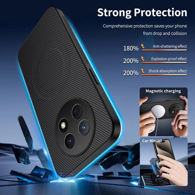 For Huawei Nova Y91 Y72S Phone Case Magnetic Wireless Charging Lens Protect Shockproof Silicone Leather Back Cover Shell Cases